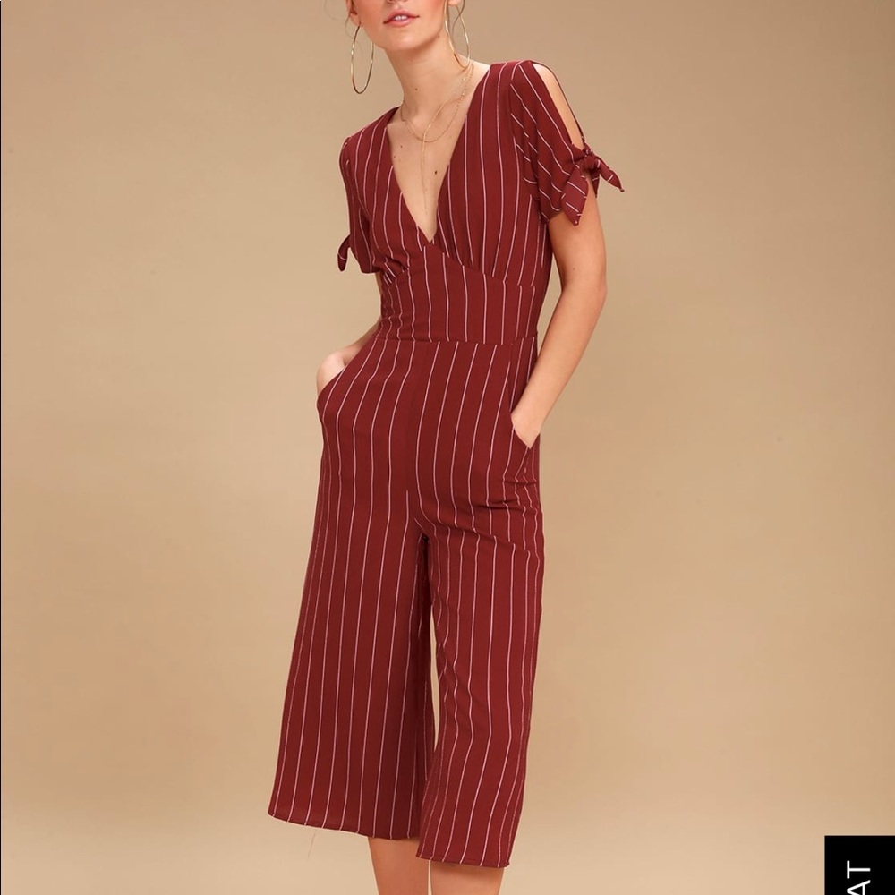 COPY - Lulus red striped cuolotte jumpsuit
